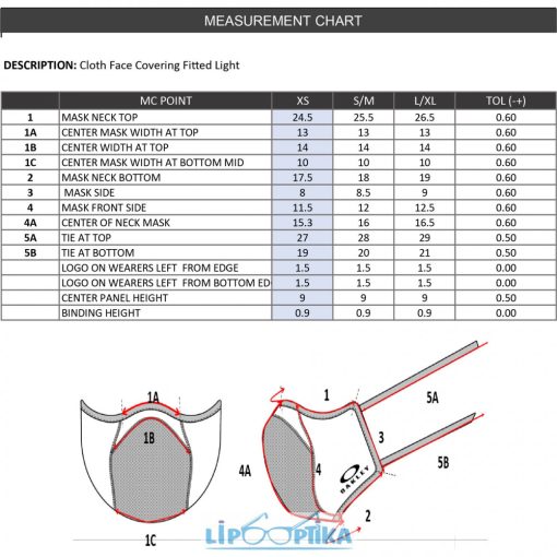 OAKLEY Maszk Fitted Lite - XS - Blackout Lipo Optika